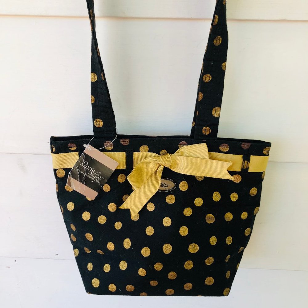 Donna Sharp Black Gold Polka Dot Tote